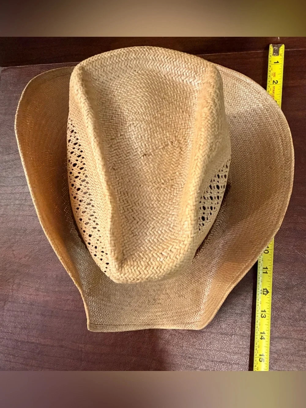 Stetson Vintage Set of 2 Brown Straw Western Hat with Chin Cord Cowboy Unisex